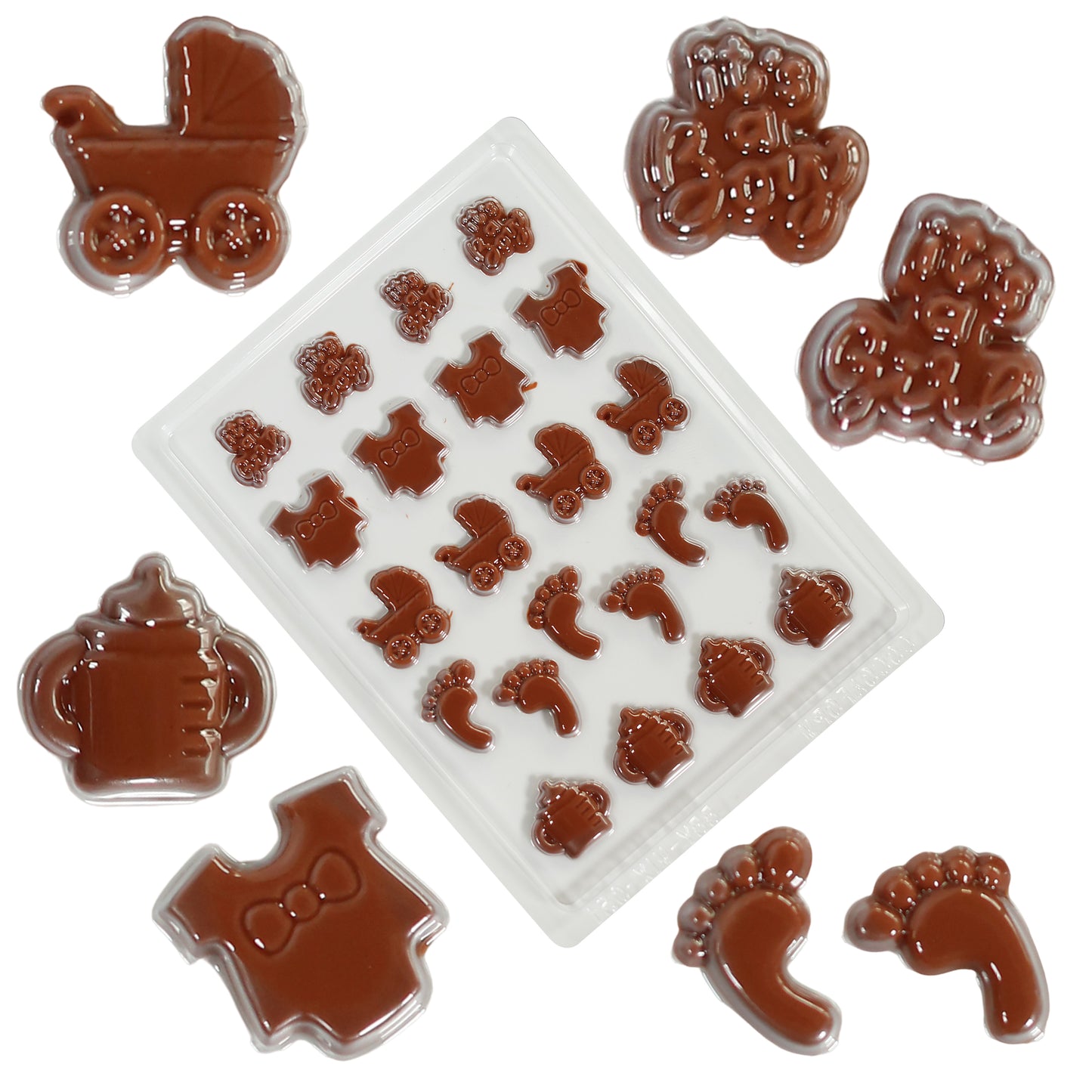 Baby Shower Chocolate Mould – Onesies, Bottles, Pram, Footprints