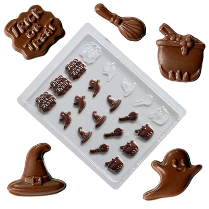 Halloween Chocolate Mould – Ghosts, Witch Hats & Cauldrons