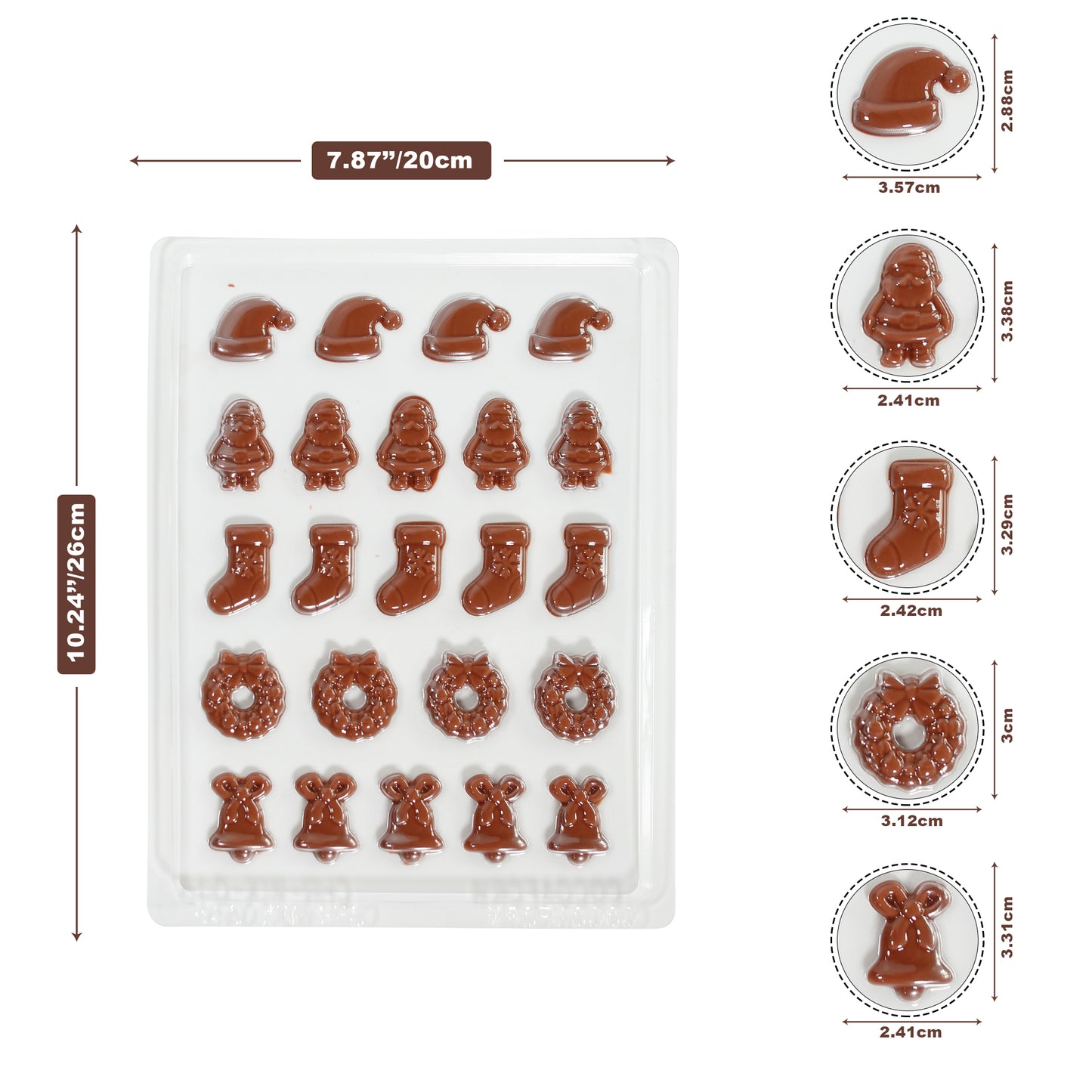 Christmas Chocolate Mould – Santa, Wreath, Stocking & Bell | Cocoaform