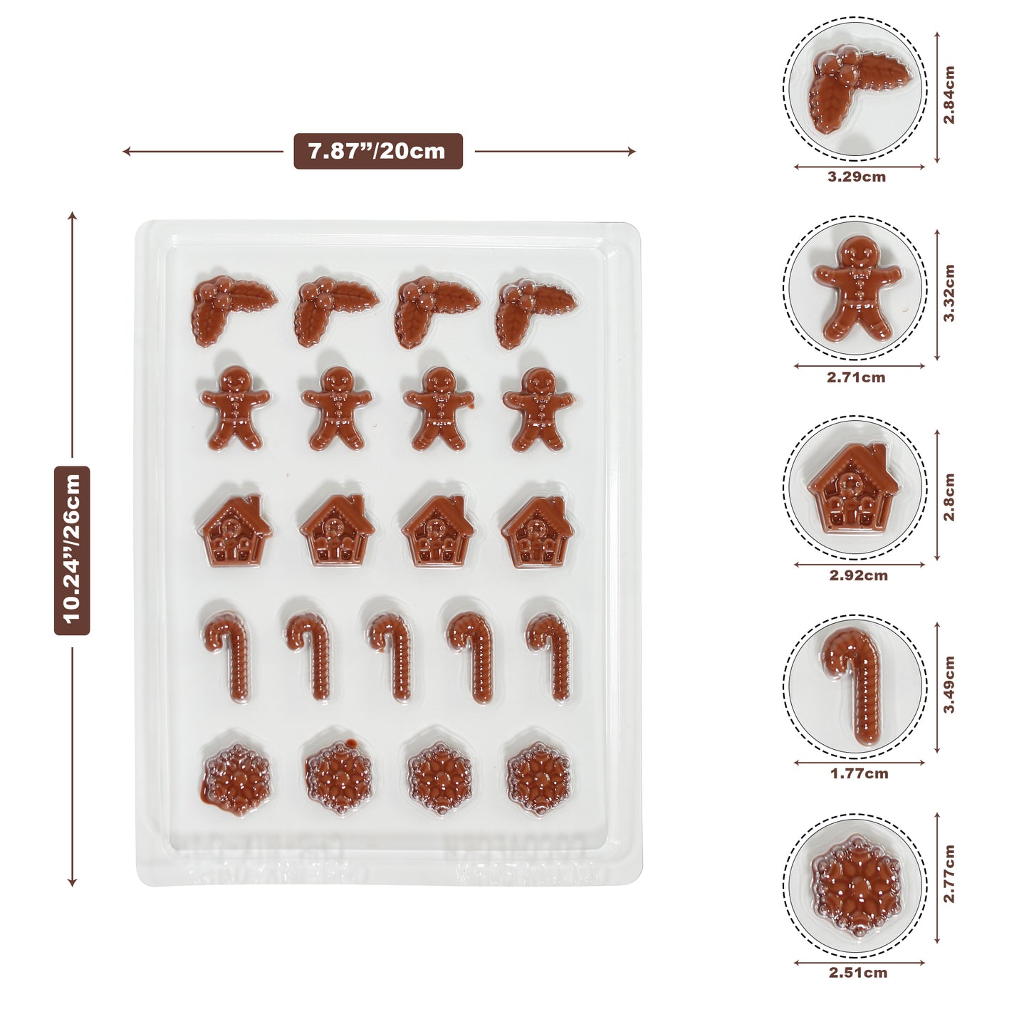 Christmas Chocolate Mould | Gingerbread, Candy Cane, Snowflake & Mini Icons
