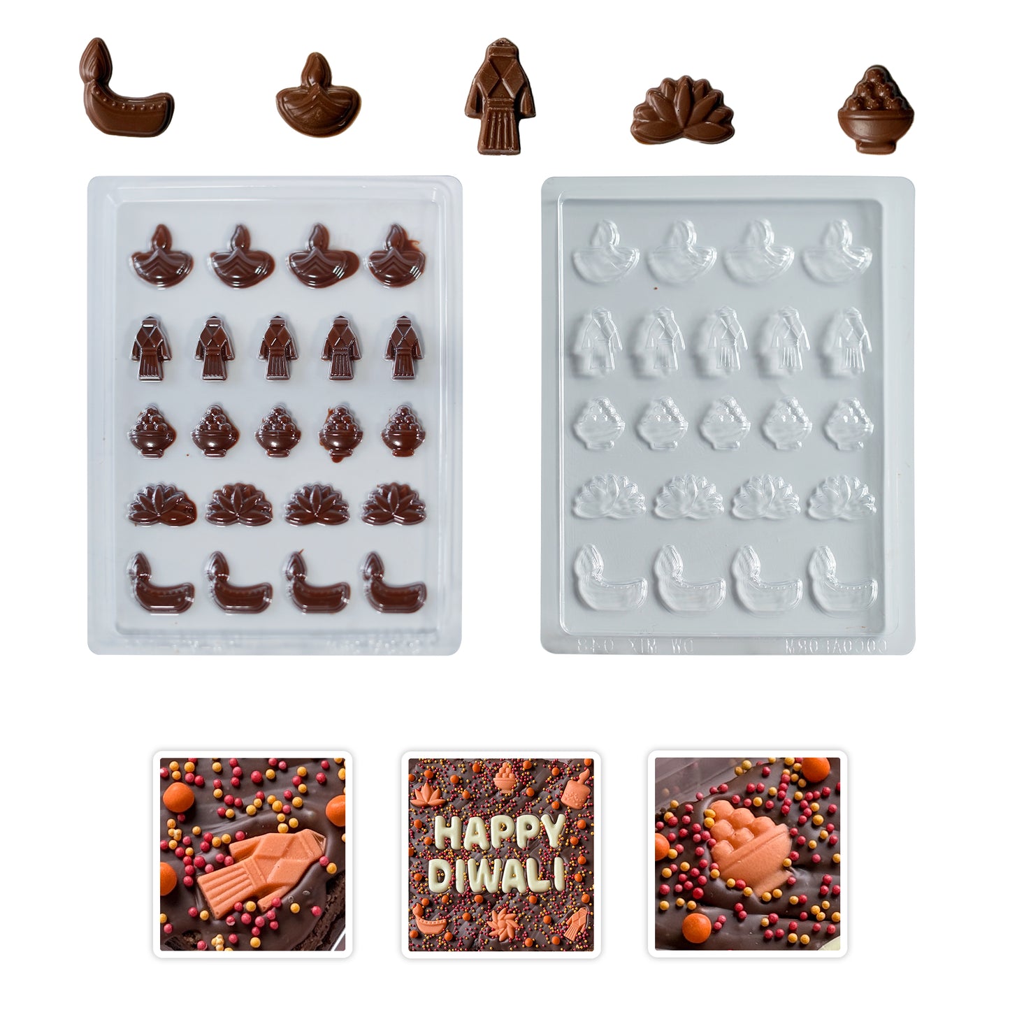 Diwali Chocolate Mould – Diyas, Lotuses & Rangoli Designs