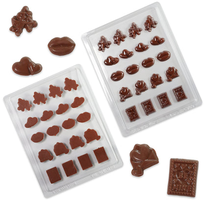Valentine’s Icons Chocolate Mould (20 cavities) – Cupid, Hearts, Lips, Love Letter & ‘Be Mine’