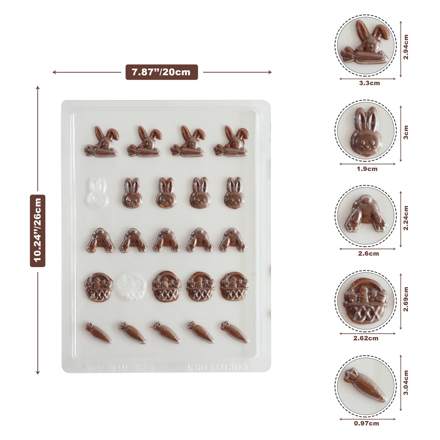 Easter Chocolate Mould – Bunny, Basket, Carrot & Bunny Feet | Food-Grade Plastic Chocolate Mould | Cocoaform®