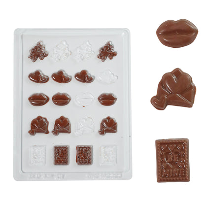 Valentine’s Icons Chocolate Mould (20 cavities) – Cupid, Hearts, Lips, Love Letter & ‘Be Mine’