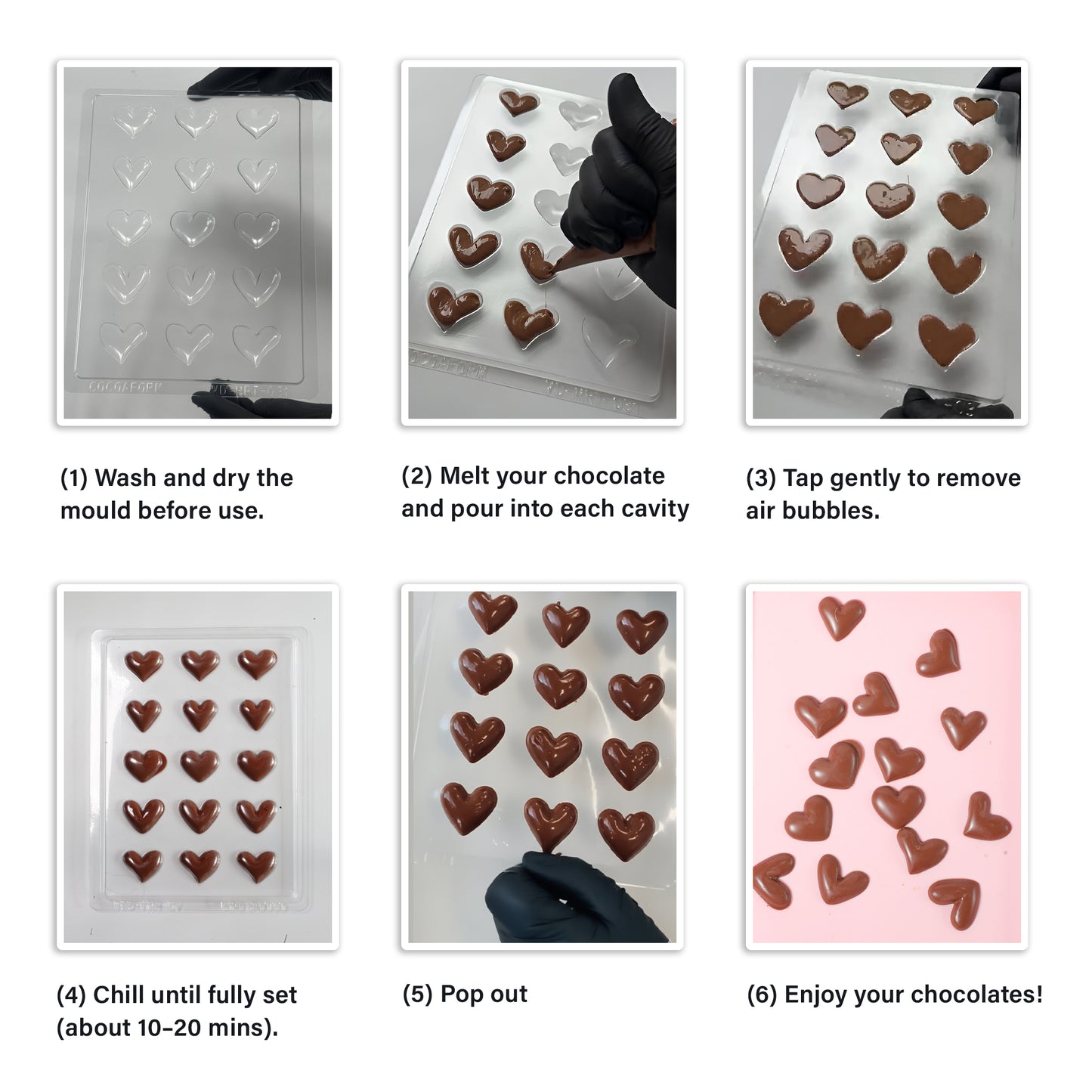 Valentines chocolate moulds with hearts