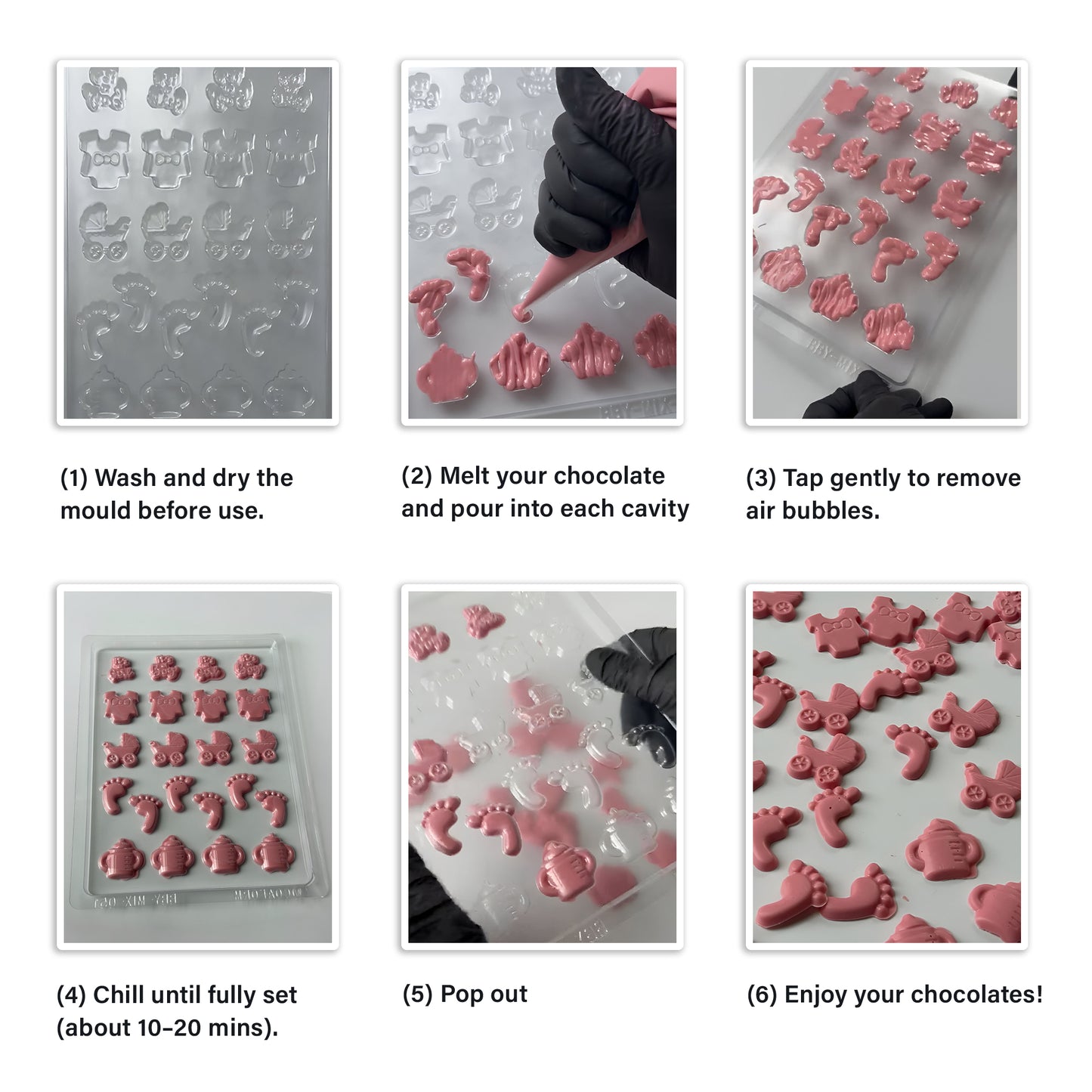 Baby Shower Chocolate Mould – Onesies, Bottles, Pram, Footprints