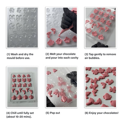 Baby Shower Chocolate Mould – Onesies, Bottles, Pram, Footprints