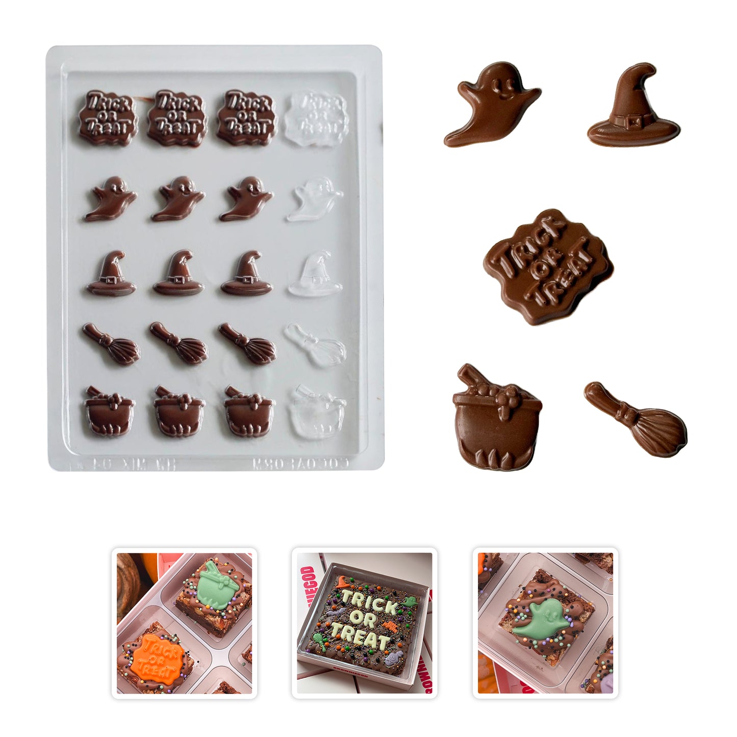 Halloween Chocolate Mould – Ghosts, Witch Hats & Cauldrons