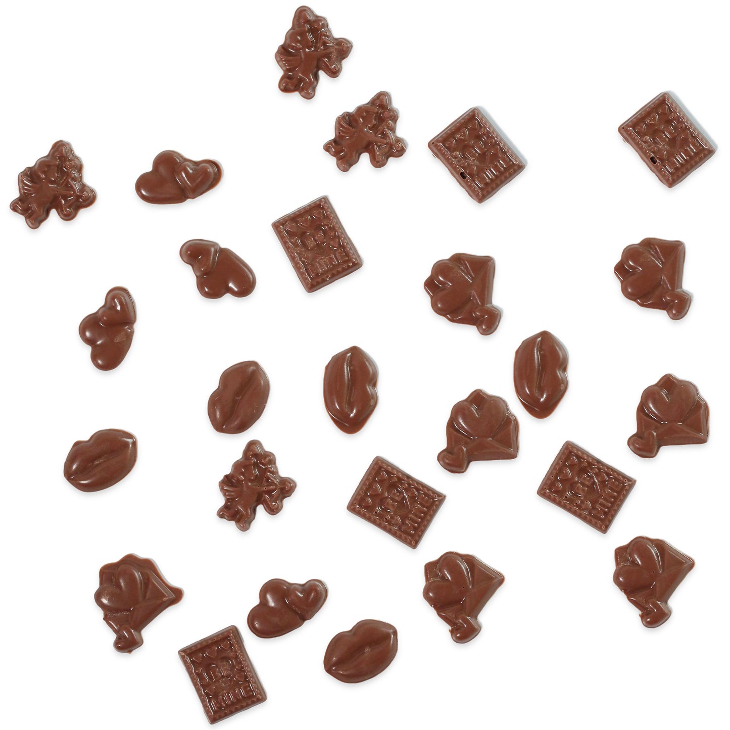 Valentine’s Icons Chocolate Mould (20 cavities) – Cupid, Hearts, Lips, Love Letter & ‘Be Mine’