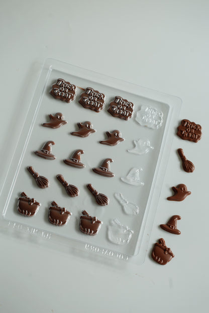 Halloween Chocolate Mould – Ghosts, Witch Hats & Cauldrons