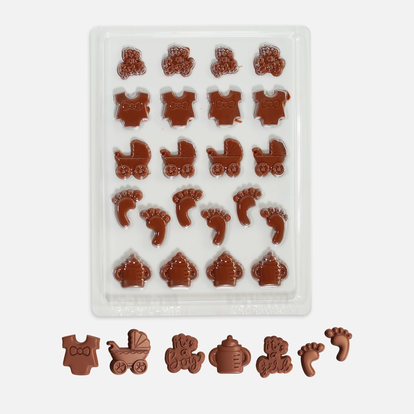 Baby Shower Chocolate Mould – Onesies, Bottles, Pram, Footprints