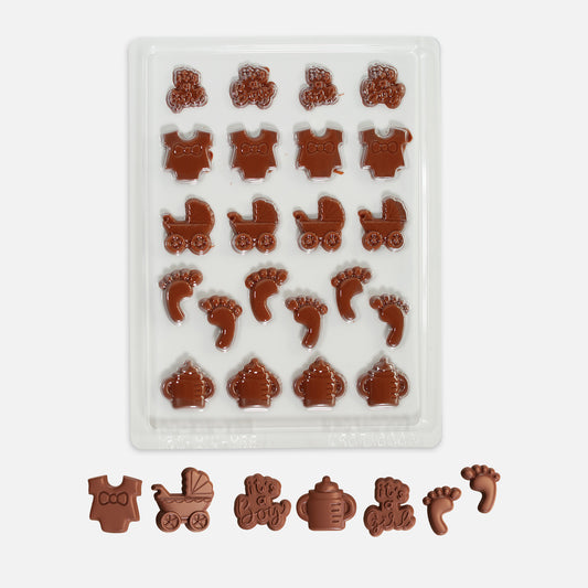 Baby Shower Chocolate Mould – Onesies, Bottles, Pram, Footprints