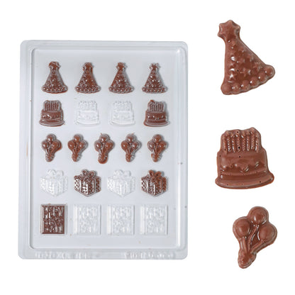Birthday Chocolate Mould – Party Hats, Cupcakes, Gifts  “Happy Birthday” Plaques