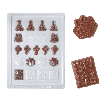Birthday Chocolate Mould – Party Hats, Cupcakes, Gifts  “Happy Birthday” Plaques