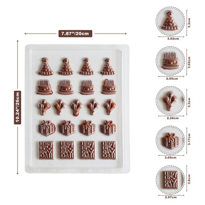 Birthday Chocolate Mould – Party Hats, Cupcakes, Gifts  “Happy Birthday” Plaques