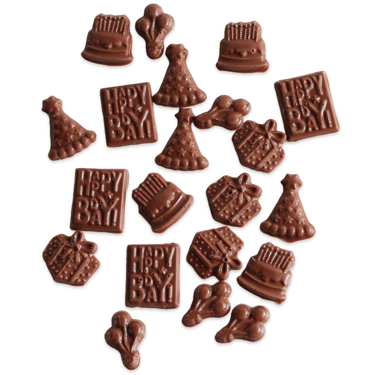 Birthday Chocolate Mould – Party Hats, Cupcakes, Gifts  “Happy Birthday” Plaques