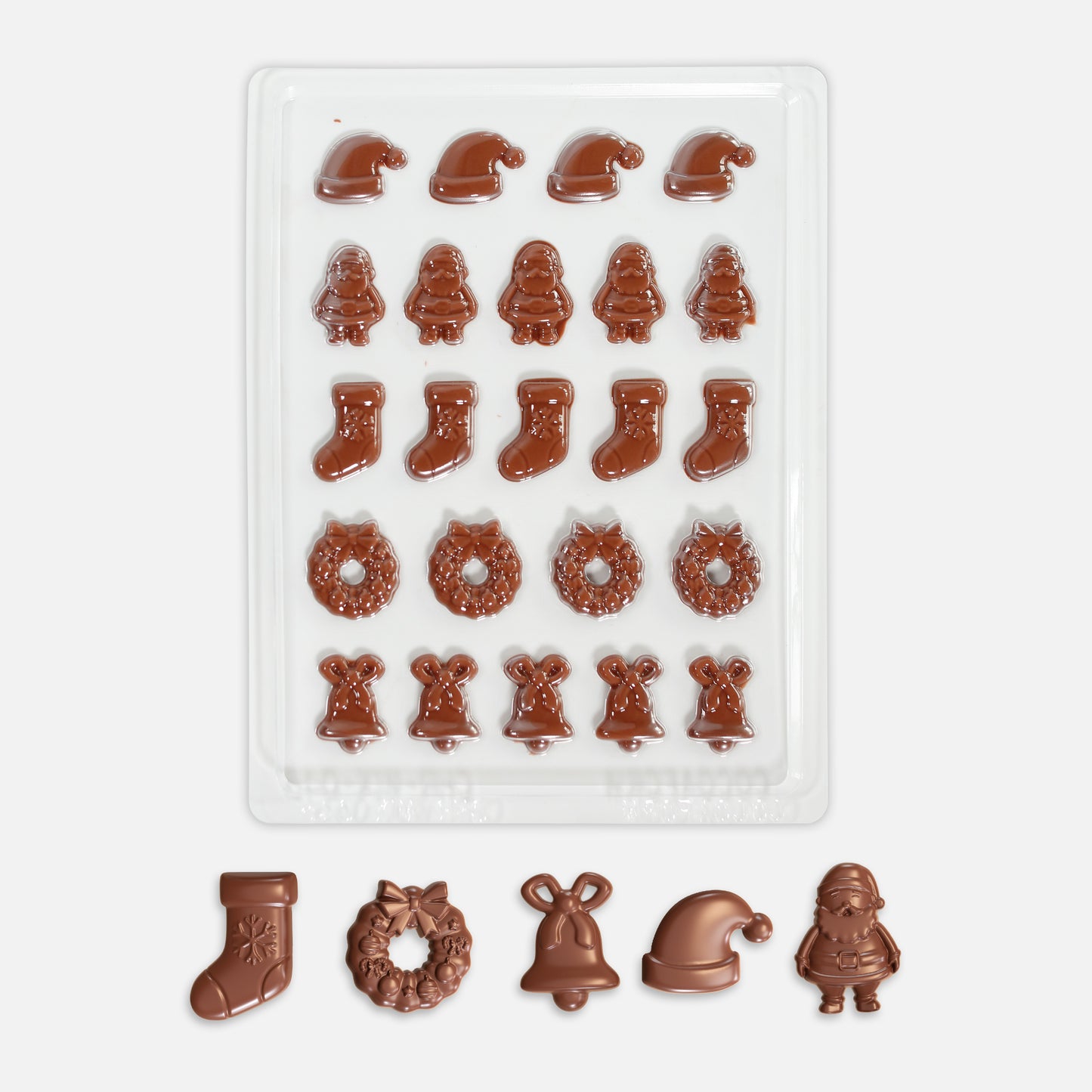 Christmas Chocolate Mould – Santa, Wreath, Stocking & Bell | Cocoaform