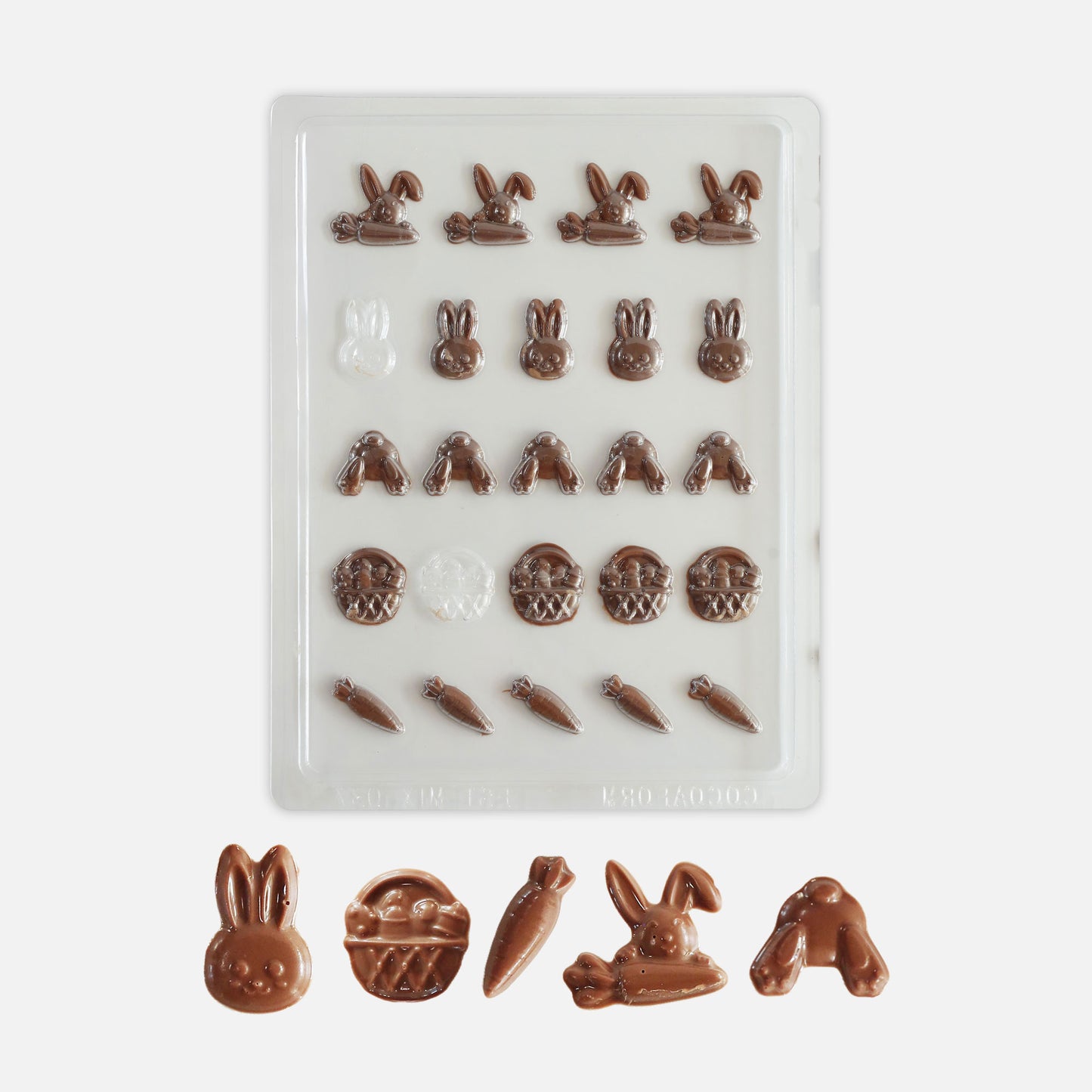 Easter Chocolate Mould – Bunny, Basket, Carrot & Bunny Feet | Food-Grade Plastic Chocolate Mould | Cocoaform®